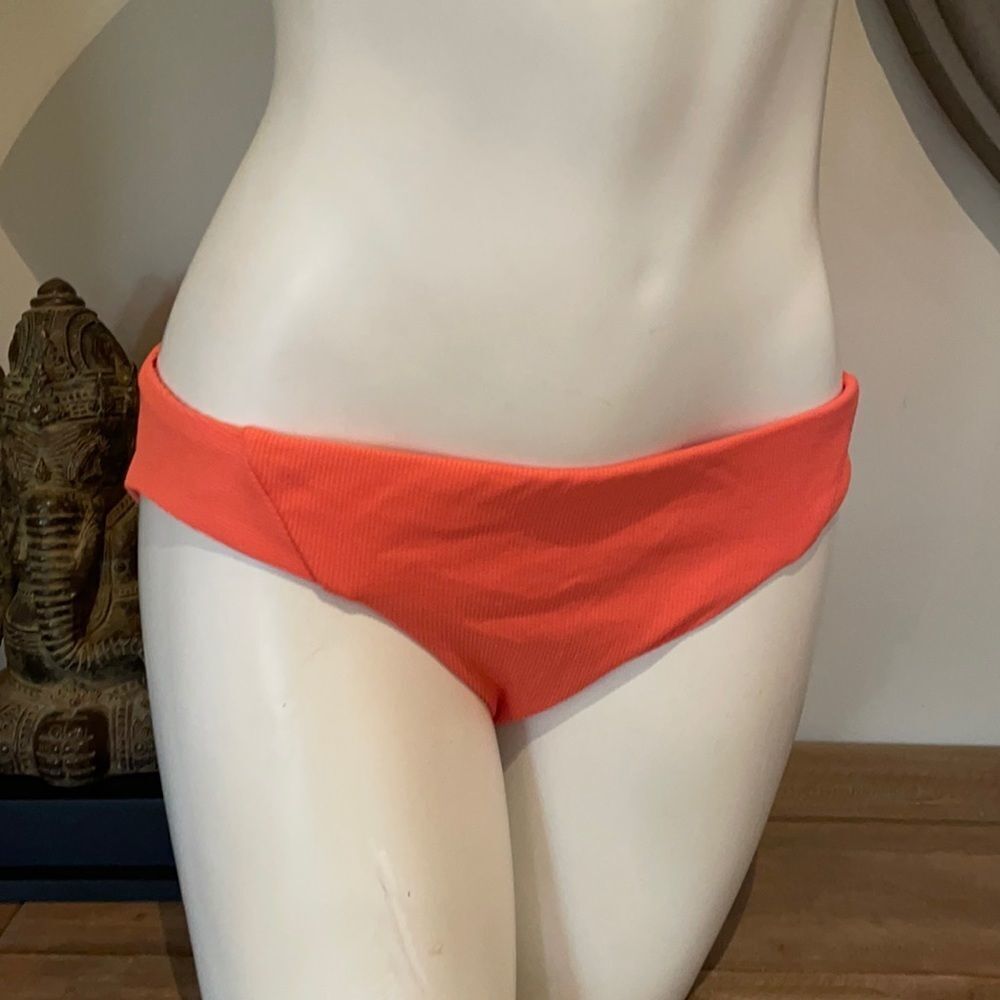 BECCA XL CORAL PEACH RIBBED BIKINI BOTTOM